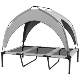 Elevated Dog Bed with Canopy, Raised Outdoor Pet Bed for Camping with Washable Breathable Mesh, 42" x 30" x 37"