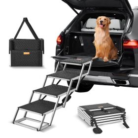Dog Stair for Cars, Wide 4-step Dog Car Steps, Folding Dog Car Ramp with Nonslip Surface, Portable Pet Steps Lightweight Aluminum for Car (Default: Default)