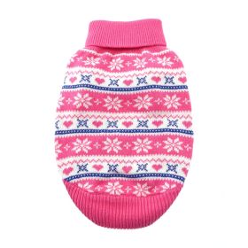 Combed Cotton Snowflake and Hearts Dog Sweater (Color: pink, size: 3X-Large)