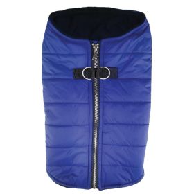 Zip-up Dog Puffer Vest (Color: navy blue, size: large)